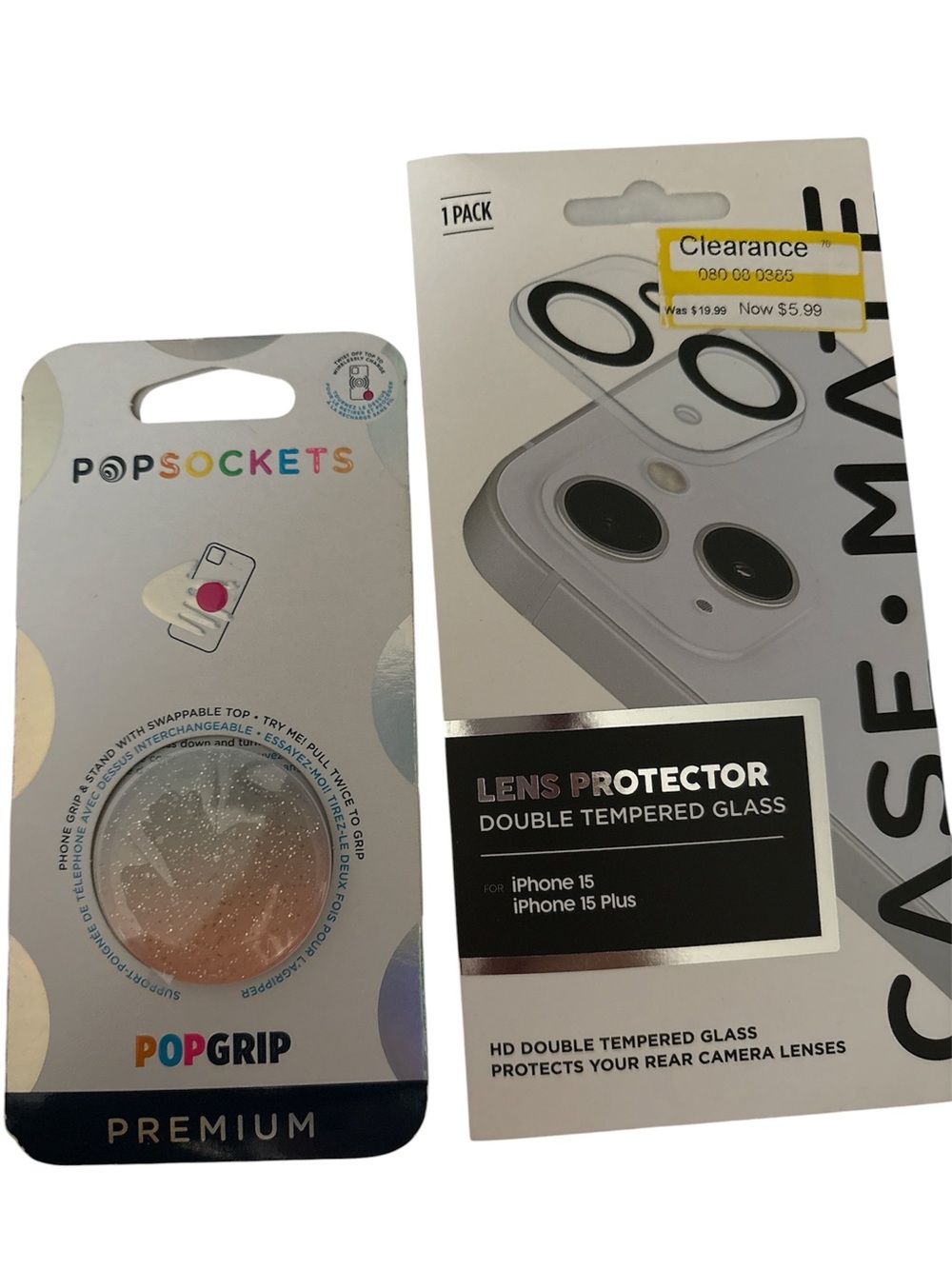 PopSocket PopGrip Premium Glitter & lens protector for iPhone 15 Plus